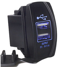 12-24V 3.1A Motorcycle/Car Dual USB Ports Charger Socket Adapter Outlet